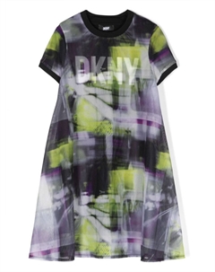 Платье с сетчатым верхом и логотипом, зеленый Dkny