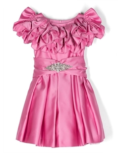 Платье с кристаллами и оборками на воротнике, розовый Monnalisa