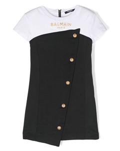 Kids платье с вышитым логотипом, черный Balmain