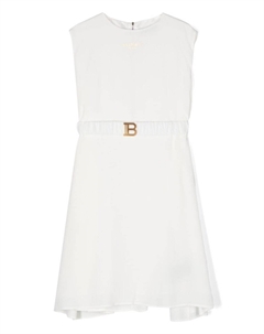 Kids платье с поясом и логотипом, белый Balmain