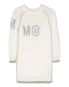 Kids платье с длинными рукавами и логотипом, белый Mm6 maison margiela