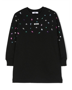 Платье-толстовка с кристаллами, черный Msgm kids