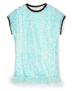 Платье с короткими рукавами и пайетками, синий Andorine