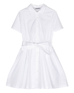 Поплиновое платье-рубашка с логотипом, белый Moschino kids