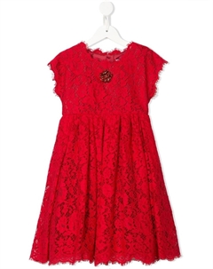 Платье из цветочного кружева с кристаллами, красный Dolce&gabbana