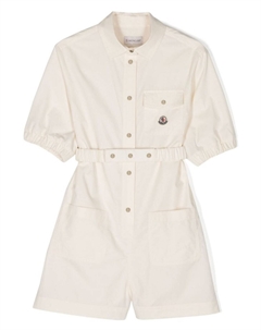 Ромпер с нашивкой-логотипом, нейтральный цвет Moncler enfant