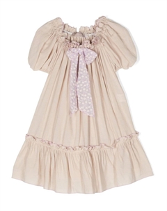 Расклешенное платье с бантом, нейтральный цвет La stupenderia