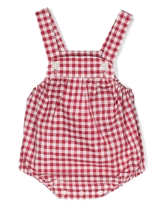 Ромпер в клетку гингем, красный Siola