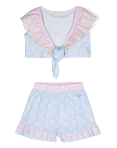 Комплект из топа и шортов с принтом, синий Monnalisa