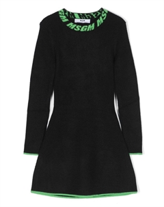 Расклешенное платье вязки интарсия, черный Msgm kids