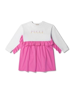 Платье с оборками и логотипом, белый Pucci