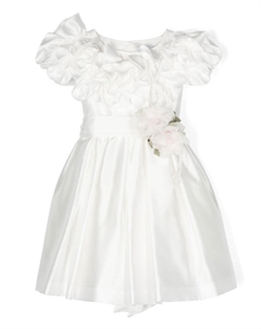 Атласное платье Venice с оборками, белый Monnalisa