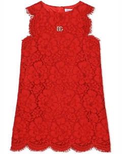 Кружевное платье миди, красный Dolce&gabbana