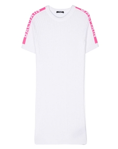 Kids платье мини с жаккардовым логотипом, белый Balmain