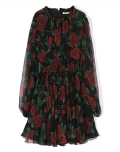 Шелковое платье с принтом, черный Dolce&gabbana