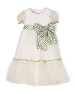 Платье в горох с бантом, нейтральный цвет La stupenderia