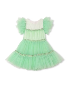 Платье с короткими рукавами и тюлем, зеленый Billieblush