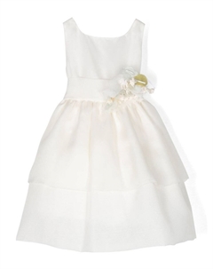 Шелковое платье с цветочной аппликацией, белый La stupenderia