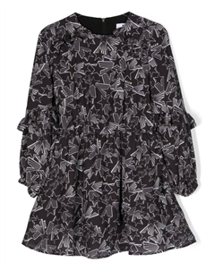Платье с оборками и принтом, черный Msgm kids
