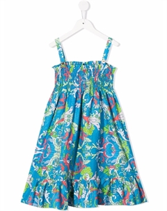 Kids расклешенное платье с принтом пейсли, синий Versace