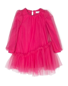 Платье миди асимметричного кроя из тюля, розовый Monnalisa