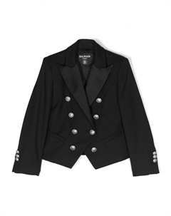 Kids двубортный шерстяной пиджак, черный Balmain