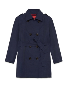 Двубортное пальто с поясом, синий Max&co