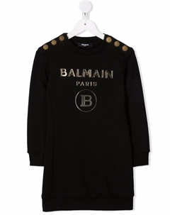 Kids платье-свитер с логотипом, черный Balmain