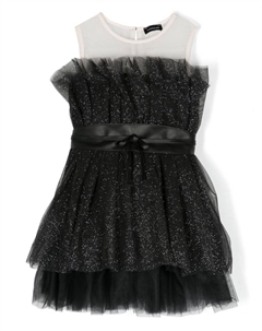 Платье без рукавов со вставкой из тюля, черный Monnalisa