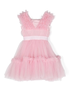 Платье из тюля с логотипом, розовый Monnalisa