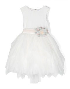 Платье из тюля с брошью, белый Mimilù