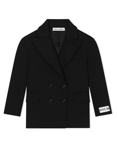 Двубортный пиджак с нашивкой-логотипом, черный Dolce&gabbana