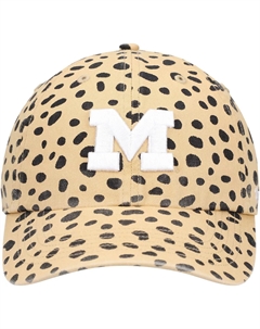 Женская регулируемая шапка '47 Tan Michigan Wolverines Cheetah Clean Up Unbranded