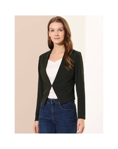 Женский повседневный укороченный пиджак без воротника для работы в офисе и деловом стиле, темно-синий Allegra k