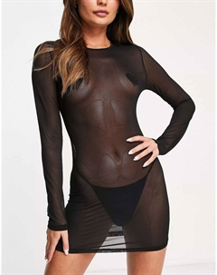 Черное мини-платье из прозрачной сетки Visionary Ann summers