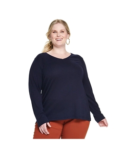 Топ больших размеров Essential с V-образным вырезом, темно-синий Croft & barrow