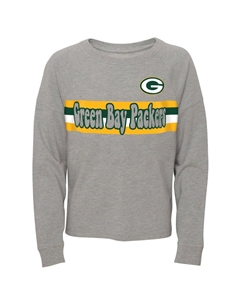 Серая футболка Green Bay Packers в полоску с длинными рукавами и реглан для юниоров Outerstuff