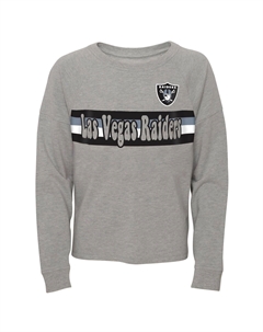 Серая футболка с длинным рукавом в полоску реглан для юниоров Las Vegas Raiders Outerstuff