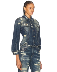 Джинсовая куртка с рюшами, цвет Punk Indigo Marc jacobs