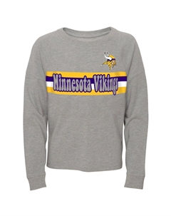 Серая полосатая футболка с длинными рукавами реглан Minnesota Vikings Juniors Heathered Outerstuff