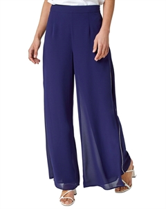 Шифоновые брюки Diamante с боковым разрезом, синий Roman