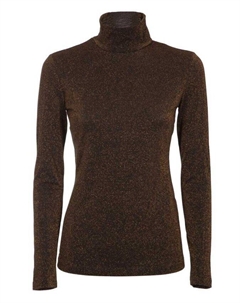 Роскошный коричневый свитер с люрексом и высоким воротом Liu jo