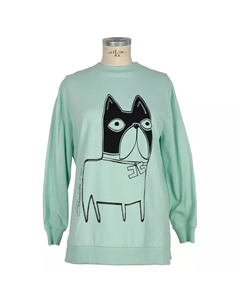 Шикарный хлопковый свитшот с мотивом «Собака» зеленого цвета Elisabetta franchi