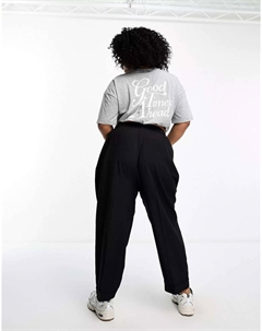 Черные зауженные брюки с отворотом на подоле Curve Asos