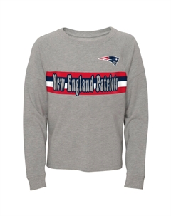 Серая футболка New England Patriots в полоску с длинными рукавами и реглан для юниоров Outerstuff
