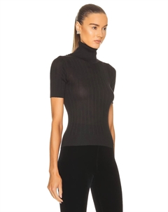 Свитер с высоким воротником и короткими рукавами, цвет Noir Saint laurent