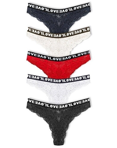 Женские трусики с эластичной резинкой и высокой талией бразильского кроя, 5 предметов, кружево LOVE, белый Hnx