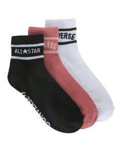 Набор из трех женских носков длиной до четверти, розовый Converse