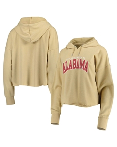 Женский укороченный пуловер с капюшоном из французской махровой ткани ZooZatz Tan Alabama Crimson Tide Core University Unbranded