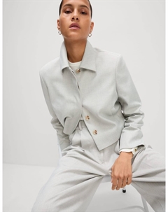 Укороченная куртка с воротником, светло-серый Marks & spencer